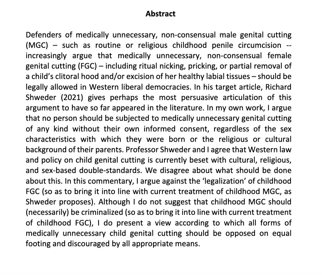 briandavidearp's tweet photo. For decades, scholars warned that tolerance 4 non-consensual, medically unnecessary male circumcision could jeopardize protection of girls against genital cutting. I greatly regret having to write this: "Against legalizing female 'circumcision' of minors" https://t.co/ZBlhYO7Fgp https://t.co/GW0MJZk1eq
