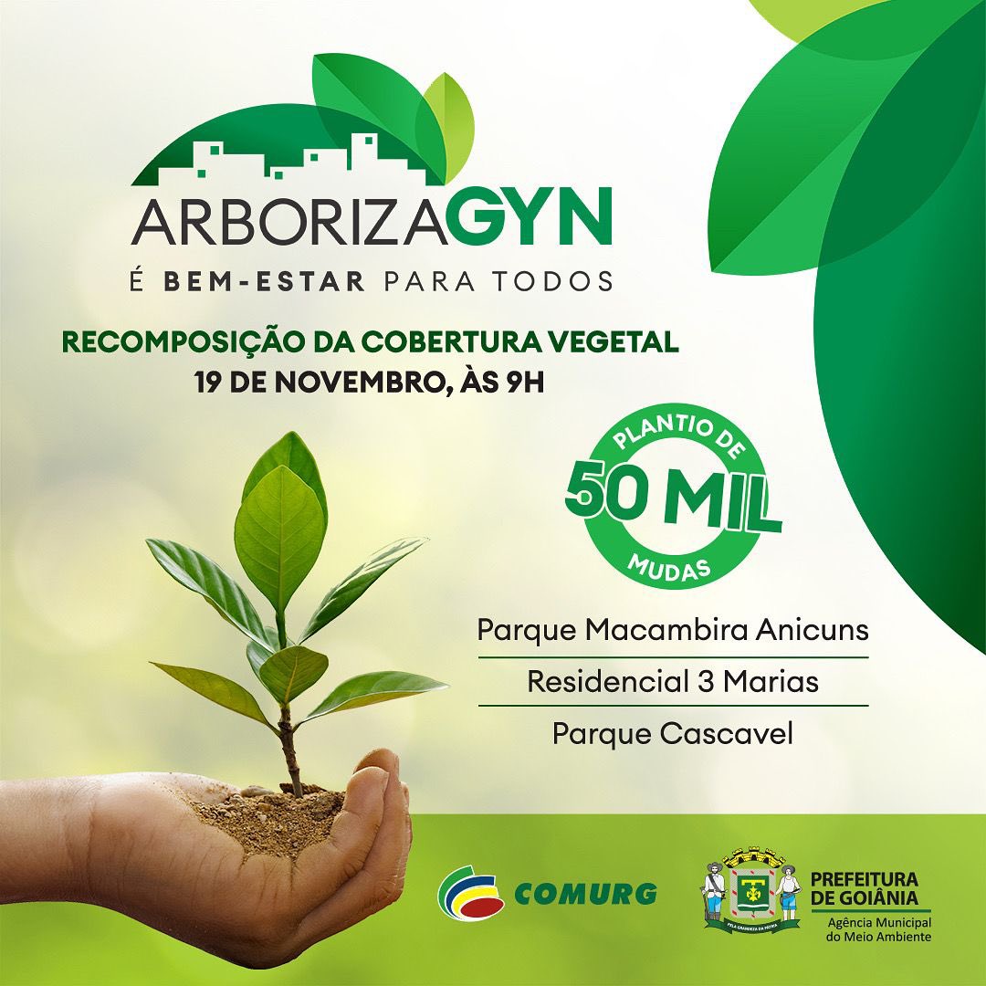 AMMAGOIANIA's tweet photo. Uma onda verde vai invadir Goiânia! No próximo dia 19, vamos fazer o plantio de 50 mil árvores. É o maior plantio de todos os tempos e você está convidado pra fazer história com a gente! #ArborizaGyn #OndaVerde #MeioAmbienteGoiânia #CapitalVerdedoBrasil https://t.co/hfhDvHochF