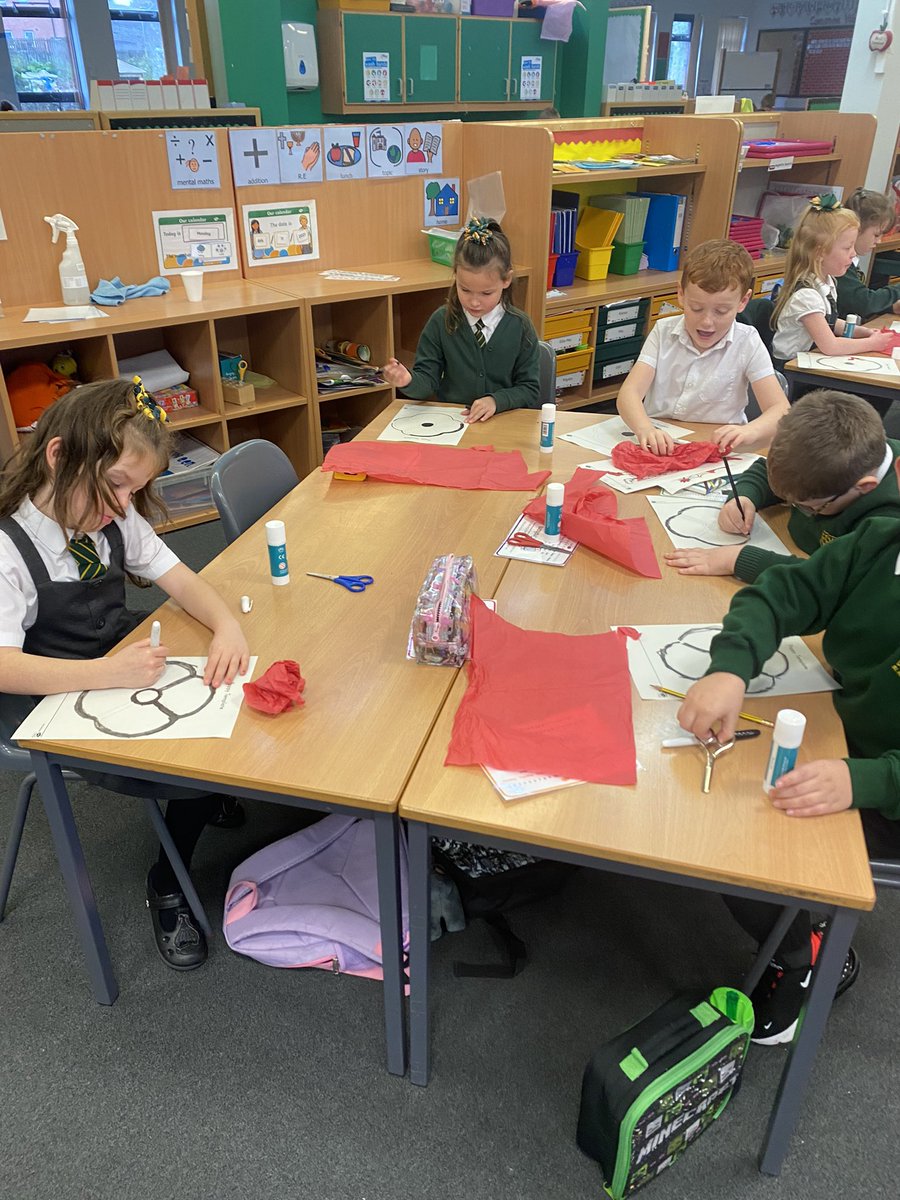 NicolsonMrs's tweet photo. A sneaky peak to Primary 2’s art work this week. Final versions will be shown later in the week. @StPatsKilsyth https://t.co/W8Qbz0DXKO