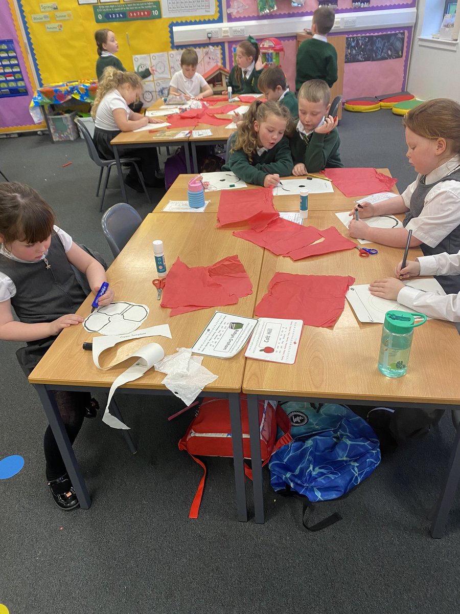 NicolsonMrs's tweet photo. A sneaky peak to Primary 2’s art work this week. Final versions will be shown later in the week. @StPatsKilsyth https://t.co/W8Qbz0DXKO