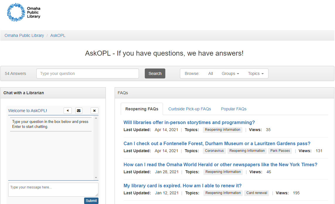 OmahaLibrary's tweet image. Have a question you could use help answering? OPL staff are here to help! Try out OPL&apos;s Ask a Librarian live chat feature at ask.omahalibrary.org! #OmahaLibrary #Omaha #ReferenceServices