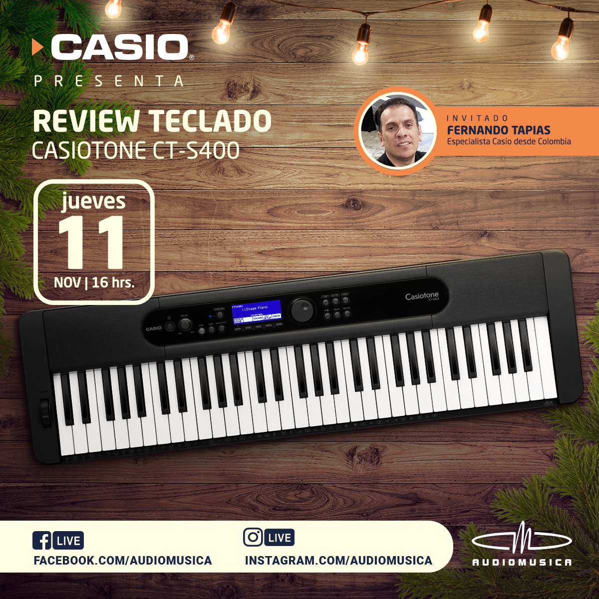 audiomusica's tweet photo. Acompáñanos a ver todas la características del Casiotone CT-S400, junto a Fernando Tapias, especialista Casio 🎹 🎶
#Audiomusica #AudiomusicaChile #CasiotonoCTS400 #Casio #Teclado https://t.co/2L2Nk0kyq7