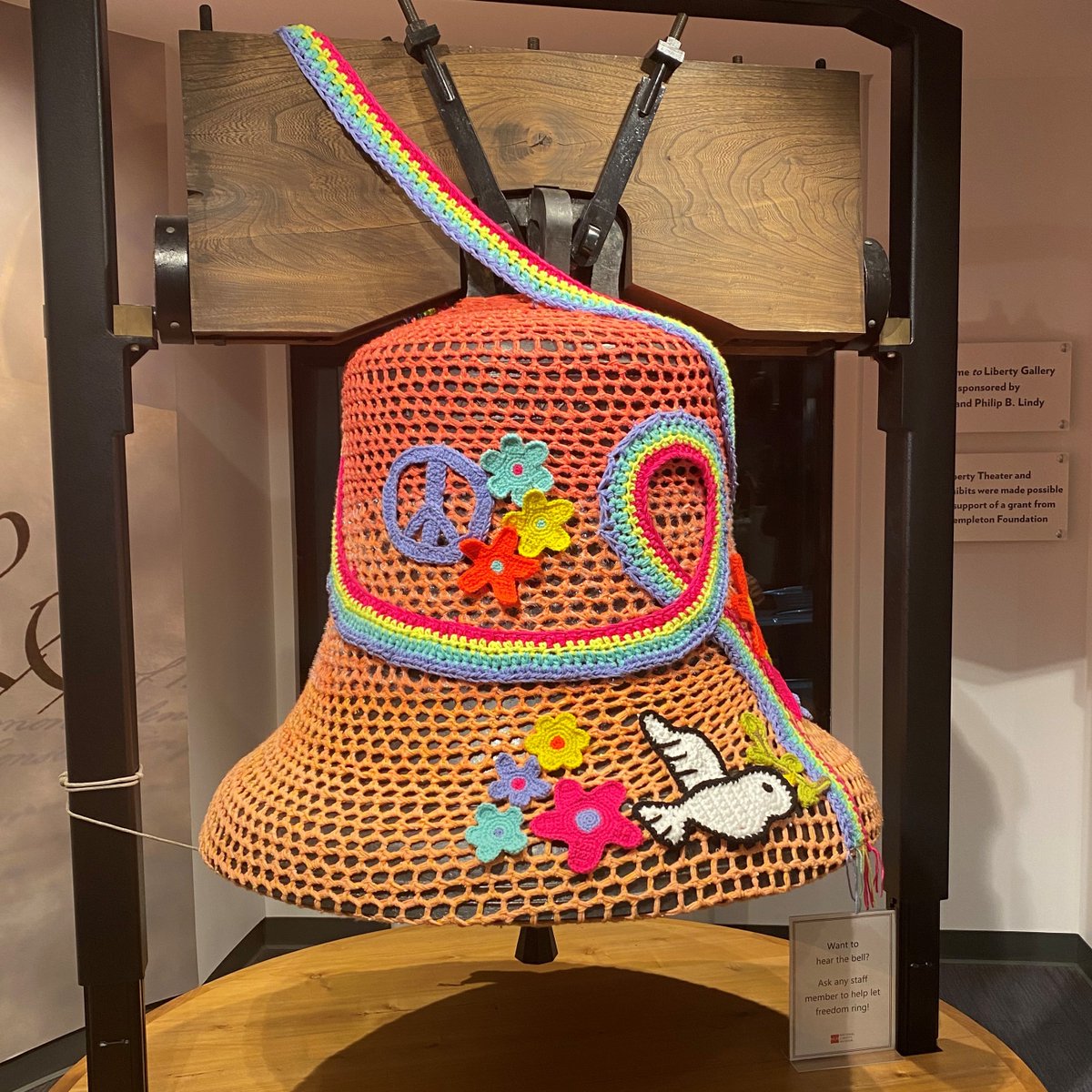 LibertyMuseum's tweet photo. Get crafty this Friday at Liberty Nights! Grab a drink and tour our newly opened Craftivism exhibit, ft. work by @ShannonDowney and @BadassHERstory, and say hello to our warm and cozy Liberty Bell, courtesy of Nicole Nikolich. Register at: https://t.co/1VmMQ1qFKM https://t.co/qp7WAGh5wX