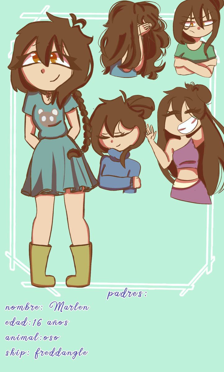 limaesverde's tweet photo. (Este es un dibujo de 2020) la verdad en 2018 estaba muy aferrada a los ships #freddangle,#foxica ,#goldtrap ,#bonniexjoy y #bonddy ,haré más "redraws"de dibujos viejos , dato curioso (Marlen en 2018 era un chico pero mi mamá borró las imágenes y me olvidé como era :'v) 👋🐻💚 https://t.co/mc6o2RI9MB