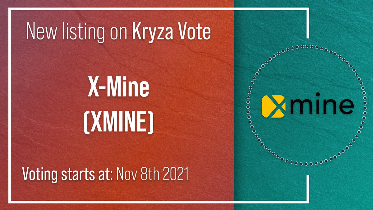KryzaToken's tweet photo. We are announcing that X-MINE is now listed on KRYZA Vote.
Submit your token here:
https://t.co/AINVEonDrU
#XMINE #BSC #krvote https://t.co/o1hvSFnloi