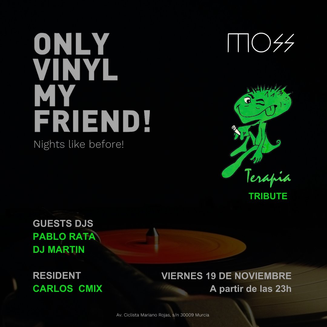 carloscmix's tweet photo. Viernes 19 de noviembre 23 h ONLY VINYL MY FRIEND! Tribute TERAPIA en MOSS CLUB ....Ve preparando cuerpo y alma porque lo vas a bailar todo...🔥🖤
https://t.co/va51SNkQT3 https://t.co/csmID1Frzi