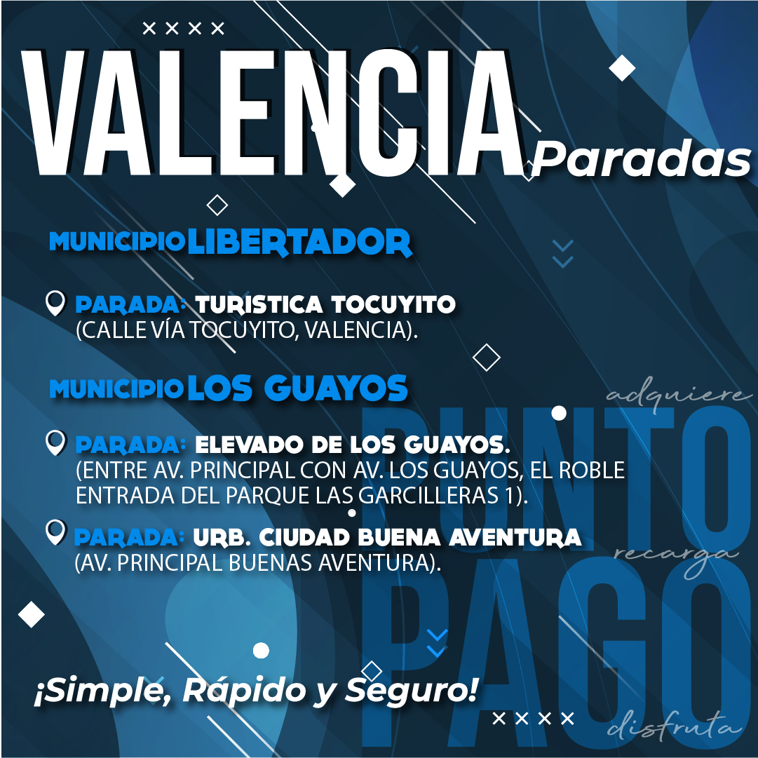 Librepagos's tweet photo. #Valencia #Carabobo también podrás usar el #PuntoPago , recargar tu tarjeta y utilizar las #Rutas de Transporte en #Libertador #LosGuayos.
¡Simple, Rápido y Seguro!
#UsaElTapabocas #LibrePago #PuntoPago #R4Transporte #TransportePúblico https://t.co/nFLKP7Rsdj