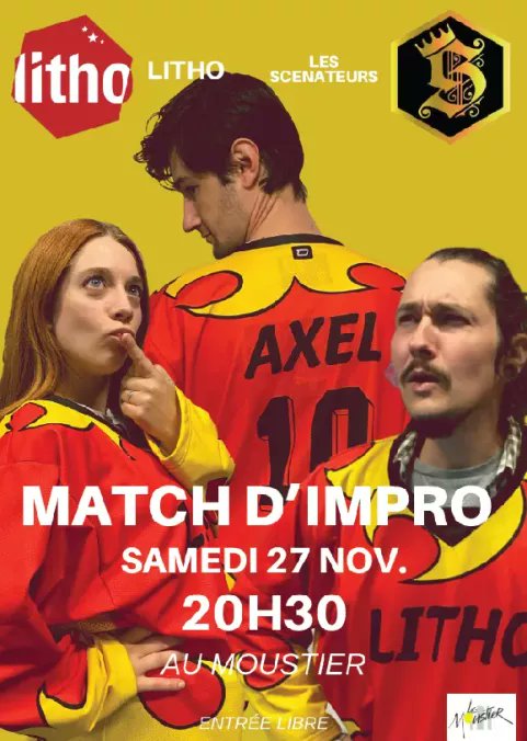 Lithorigny's tweet photo. Pour la fin de novembre un nouveau match de la litho au Moustier ! Rendez vous le 27 novembre au Moustier 20h30! https://t.co/dI7sl9qLPH
