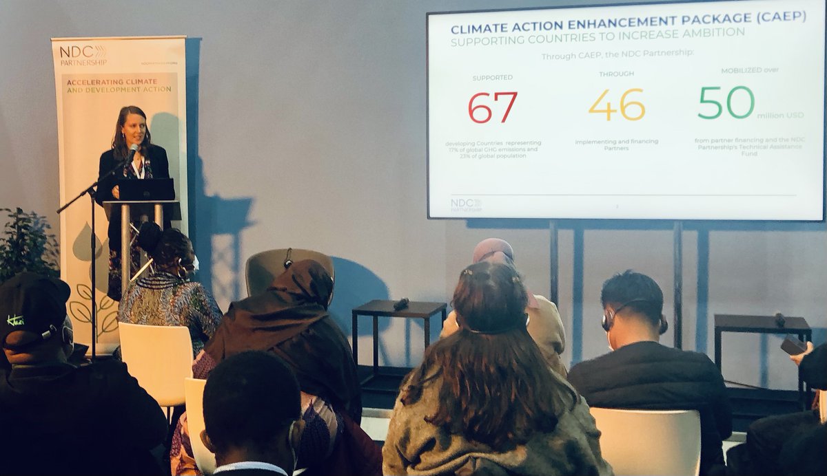 amdamckee's tweet photo. Wonderful seeing so many of our partners at the @ndcpartnership pavilion today as we presented CAEP results. 67 countries supported in their NDC update, through 46 partners, with over USD50 million in support. #Partnershipinaction https://t.co/fy8k4Dz65b