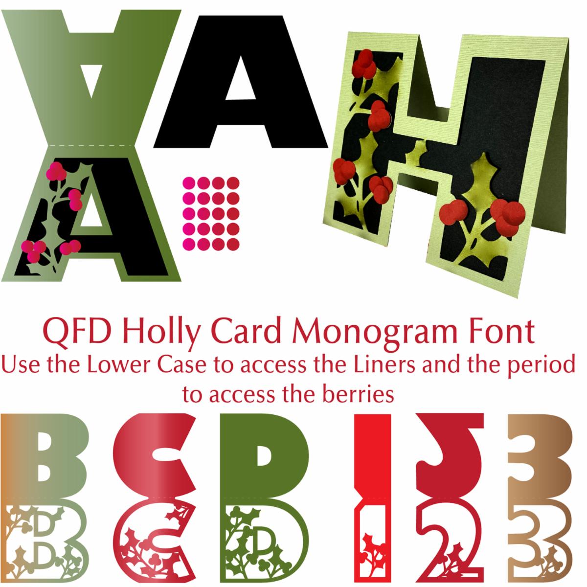 quietfire's tweet image. Card Monogram Fonts are a super quick &amp;amp; easy way to personalize your cards! Type the letter, resize &amp;amp; cut in the colours of your choice! Available (&amp;amp; on sale!!!) on my Silhouette Design Store page. #monogram #monogramfont #monogramcardfont #silhouettecameo #christmas #holly