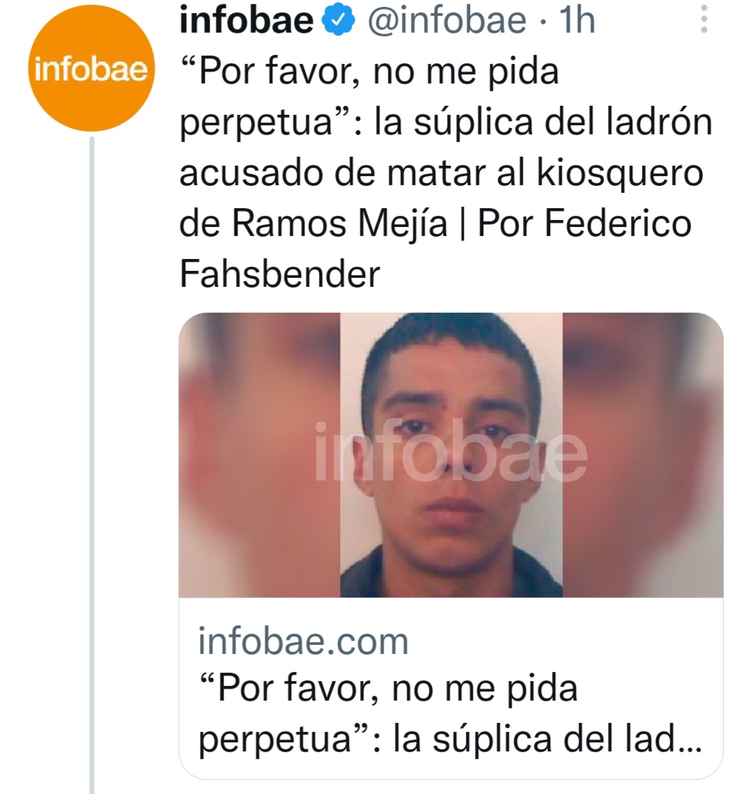 cris_caffaro's tweet photo. Pide que no le den perpetua, pero él al quiosquero le dictó la pena de muerte. https://t.co/Ep6nGeLYyw