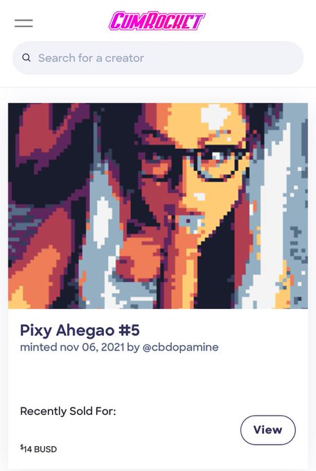 Thanks for buying one of my Pixy Ahegao #5 on @CumRocketCrypto only 3 more left of this collection, grab<a href="/tag/rt"class="tags"><span>#rt</span></a><a href="/tag/nsfw"class="tags"><span>#nsfw</span></a><a href="/tag/cummies"class="tags"><span>#cummies</span></a><a href="/tag/nft"class="tags"><span>#nft</span></a><a href="/tag/nftart"class="tags"><span>#nftart</span></a><a href="/tag/nftcollectio"class="tags"><span>#nftcollectio</span></a>