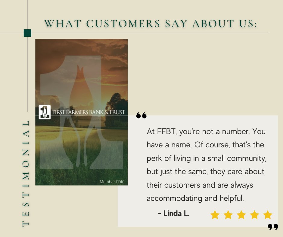 At FFBT, we're dedicated to taking care of you and your banking needs. 😀
Sign up for an account today by visiting ffbt.com/personal/savin…