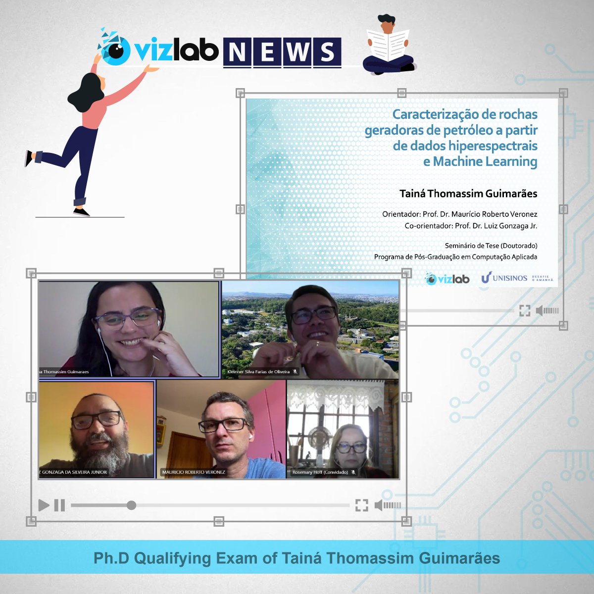 Today our #Vizlab member, Tainá T. Guimarães, presented and it was approved in the Ph.D. Qualifying Exam with the thesis: "Petroleum source rocks characterization from #hyperspectral data​ and #MachineLearning" in Applied Computing - UNISINOS.

<a href="/petrobras/">Petrobras</a> <a href="/CazarinCarol/">Carol Cazarin</a> <a href="/lgonzaga/">Luiz Gonzaga Jr</a>