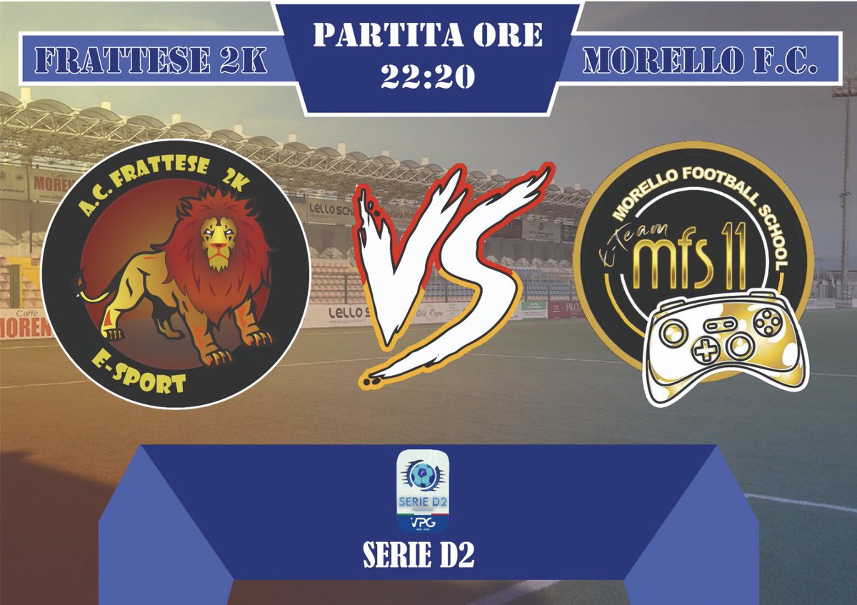 ⚽️MATCHDAY⚽️

🗓 8/11/21
🕥 START: 22:20
🆚 <a href="/MorelloSchool/">lupointer82</a> 
🏆 <a href="/VPG_Italy/">VPG Italy</a>-#serieD2 

📹Live Twitch
m.twitch.tv/gvanorio_/home