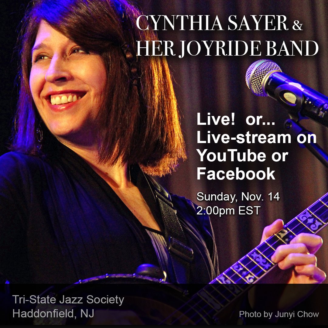 CynthiaSayer's tweet photo. Sunday, Nov 14 at 2:00pm ET, live + live-stream with my Joyride Band! With Colin Hancock, Jim Fryer, Mike Weatherly, and Larry Eagle. Stream on Facebook or YouTube , or join us in Haddonfield, NJ. Masks + covid vax required. Tix &amp; info:  https://t.co/wp13xi359A https://t.co/9vhyOTq7cv