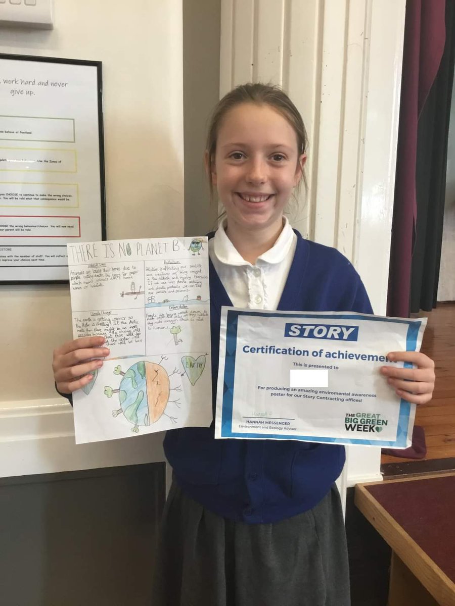 SchoolPentland's tweet photo. Pentland are currently working towards our Eco Green Flag award. Children across the school entered a competition to design a poster for Big Green week.
We are delighted to announce that one of our pupils is a winner. #positivepentland #pentlandfamily #pentlandvalues #gogreen https://t.co/xvEsy5OO8C