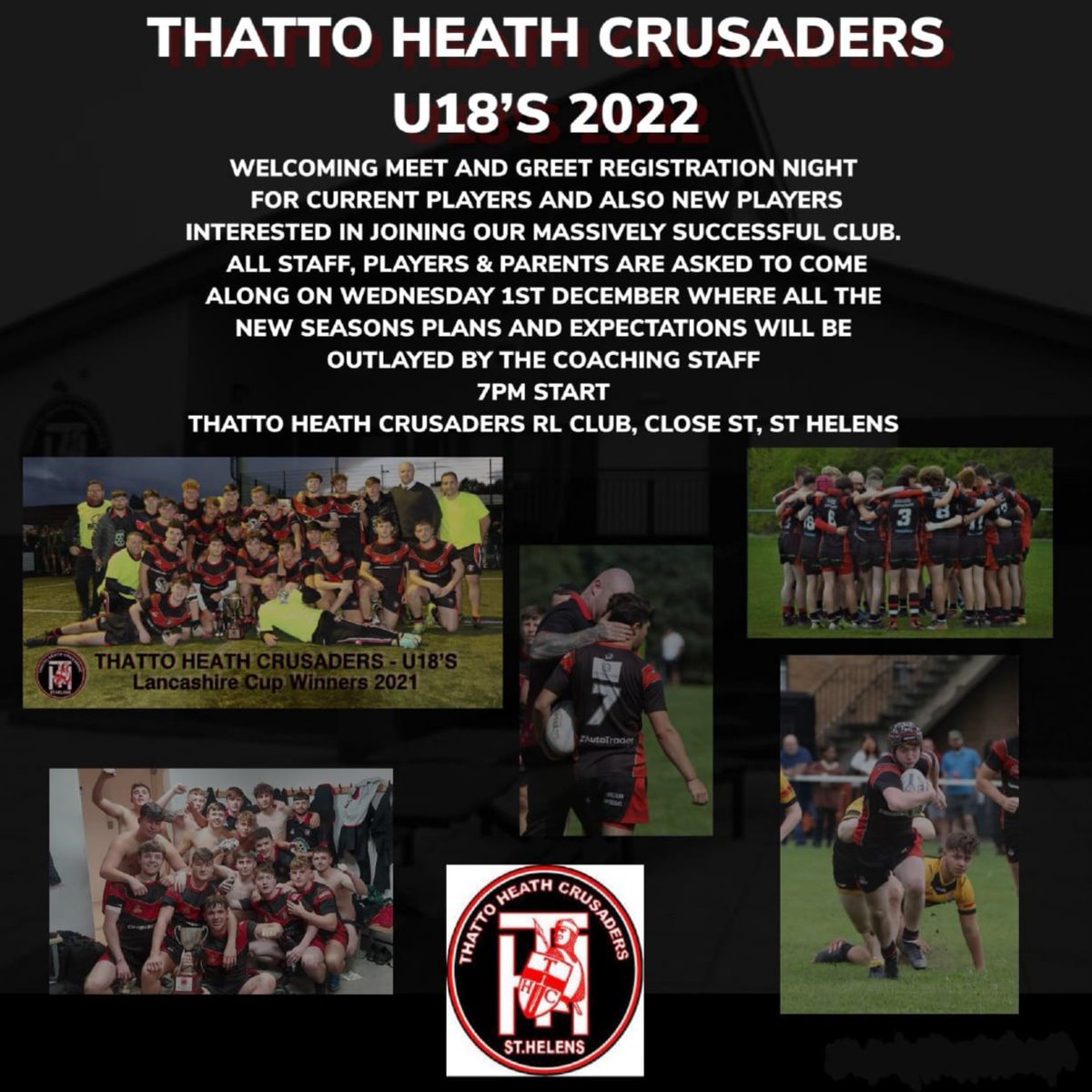 **Rearranged U18s 2022 
Thatto Heath Crusaders 
Registration Evening date** 🏉🟥⬛
<a href="/THC18s/">Thatto Heath Crusaders U18s</a> <a href="/ThattoRugby/">Thatto Heath Crusaders</a>