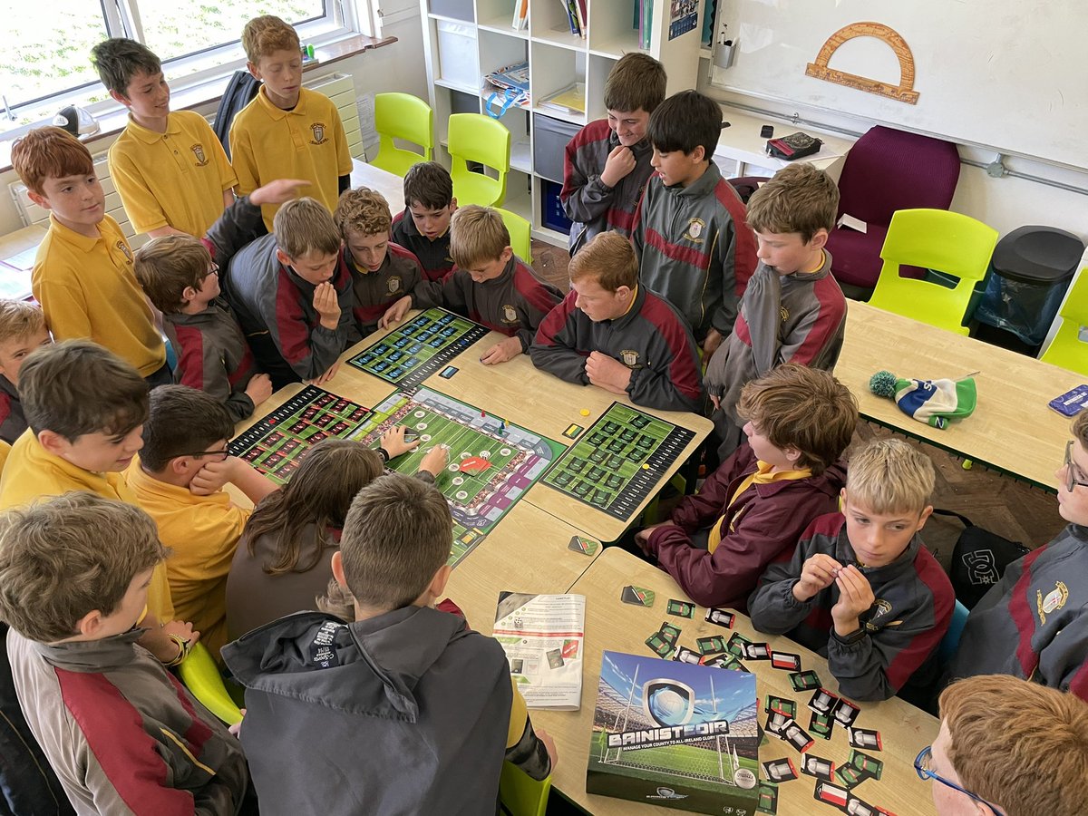 scoilassaimbns's tweet photo. Mr. Doherty’s sixth class playing the fab new ‘Bainisteoir’ board-game created by former staff members Mr. Fallon &amp; Mr. Byrne😀In all good Toy shops for Christmas and btw the lads loved it 👍👍👍@BainisteoirG #boardgames #familyfungames https://t.co/97t9i7mrQx