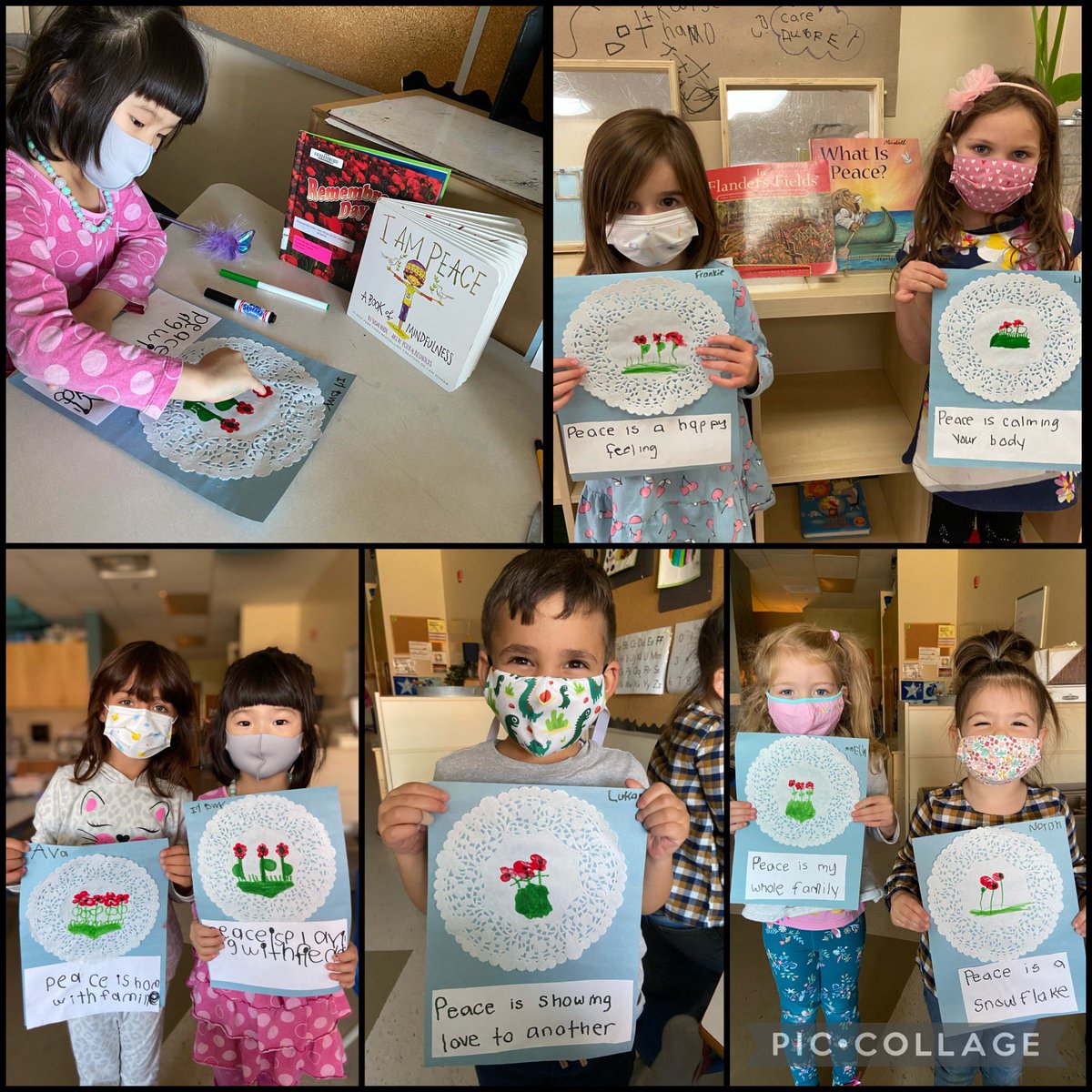 K3/K4 discussed and shared their feelings about peace ❤️ Thank you <a href="/MrsApelsKinder/">JoysofKinder</a> - We loved using the doilies in art☺️ <a href="/OttCatholicSB/">Ottawa Catholic School Board</a> <a href="/StStephenOCSB/">St. Stephen School</a>