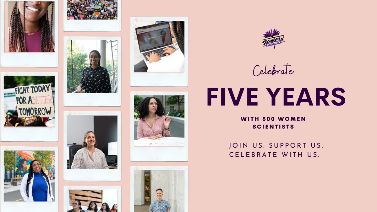This month, we are celebrating 5 years of 500 Women Scientists — more to come on this front!

Whether you're a pod member, volunteer or just curious, join us in celebrating this milestone with a celebratory hour this Saturday Nov 13th at 2 PM EST 🎈🎉
500womenscientists.org/calendar/2021/…
