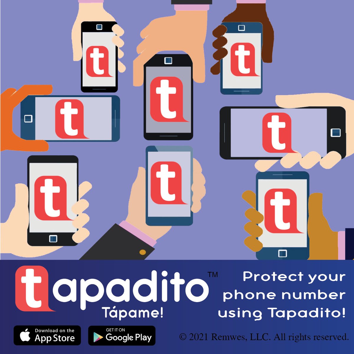 TapaditoApp's tweet photo. Cover up your phone number with the Tapadito app! #tapadito #AppleAppStore #freetext #GooglePlay #textapp https://t.co/NH3N7CHMDJ