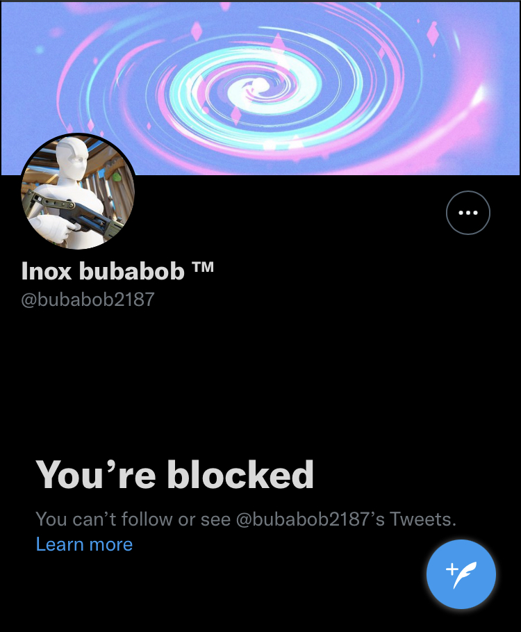 Inox_Clan's tweet photo. When you’ve been blocked by @bubabob2187 you know he doesn’t like you https://t.co/JSQ3bSR8Ql