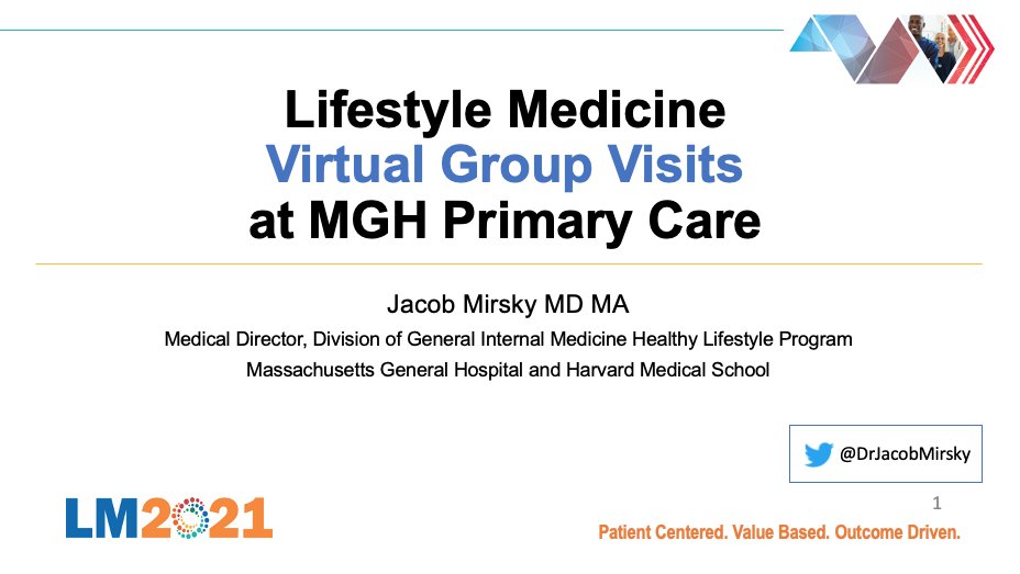 Thank you, @ACLifeMed, for again showcasing our story about #VirtualGroupVisits #LifestyleMedicine - and the many lessons learned - @MassGeneralNews.

I can't imagine better co-presenters: @BethFratesMD @iamhealthyheart Dr. Jeff Geller.

@MassGenBrigham @MGHMedicine @MGHCCHI1