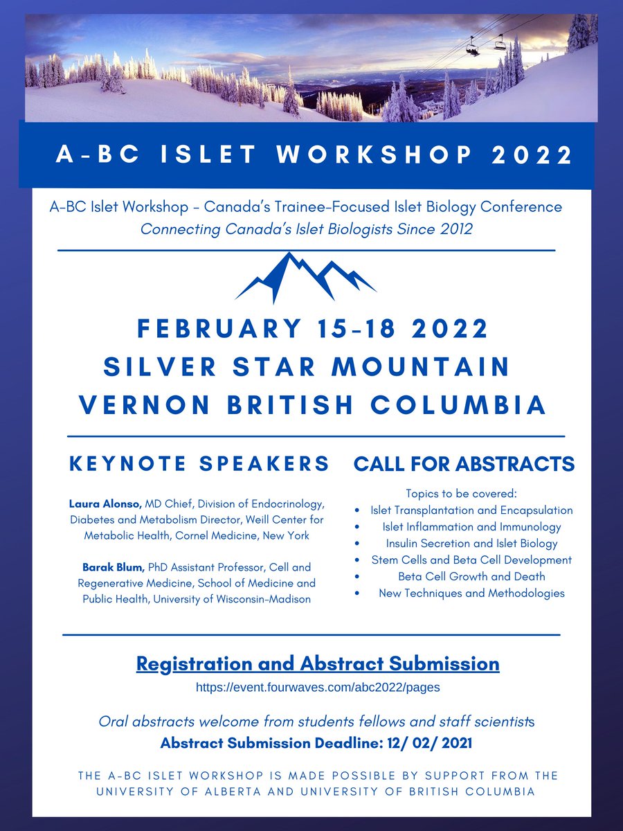 CALL FOR ABSTRACTS A-BC ISLET WORKSHOP 2021 - mailchi.mp/diabetesbc.ca/…