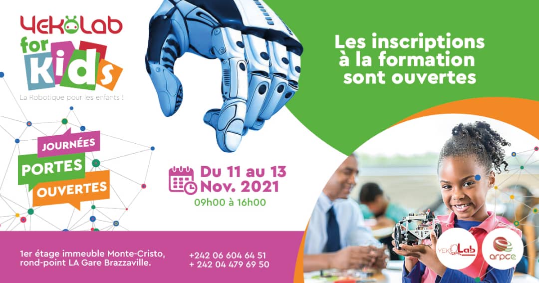 La première école en robotique en République du Congo ouvre ses portes à Brazzaville. Les parents sont conviés à des journées portes ouvertes du 11 au 13 novembre 2021 de 09h00 à 16h00. 
#robotique
#AlgoraBrazzaville
 #Yekolab #ARPCE