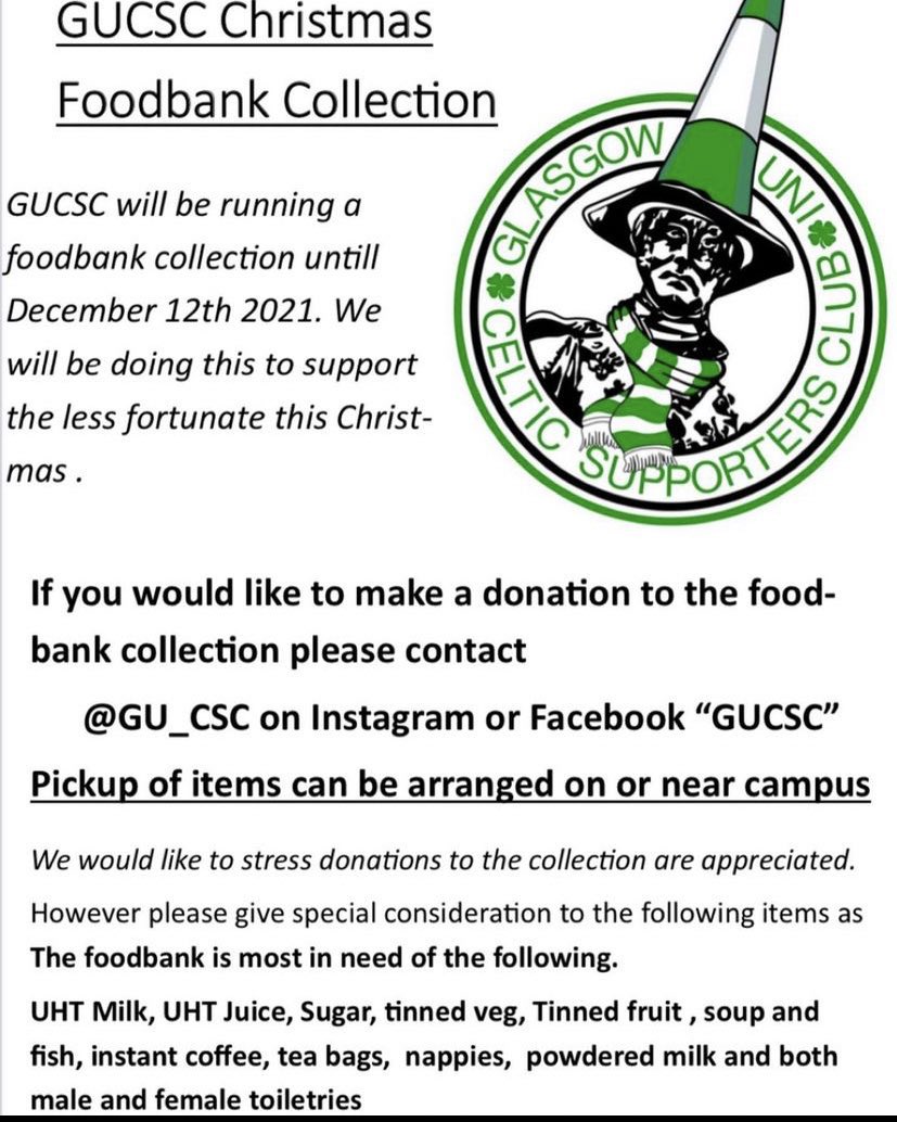 We will be doing a food bank collection until next month (12 December) before the home fixture against Motherwell. All donations welcome and if any more details are required please feel free to ask 👇

Retweets to spread awareness appreciated