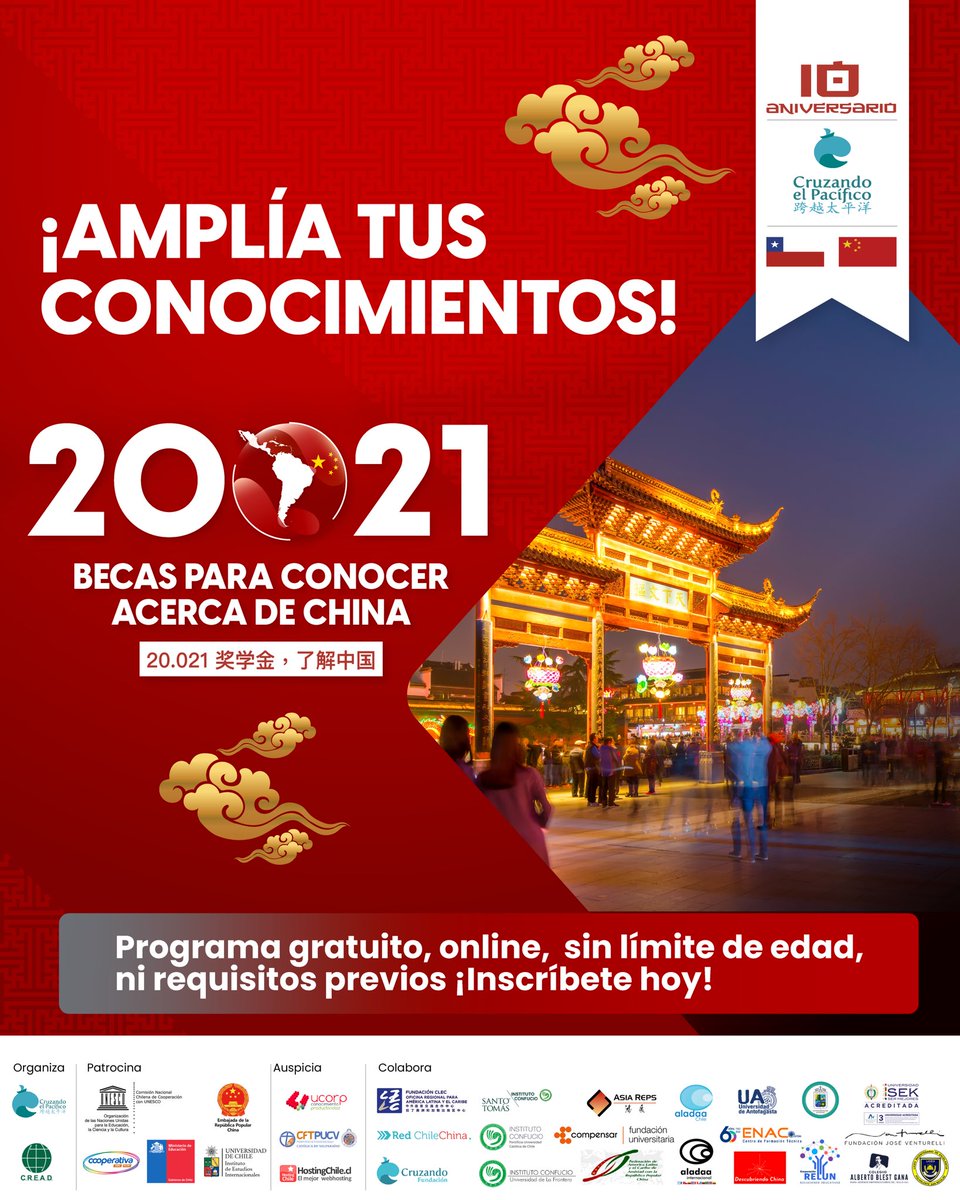 SomosCread's tweet photo. ¡No te quedes fuera!Inscríbete en el programa “20.021 #becas para conocer acerca de #China🇨🇳¡No hay requisitos previos!Solo tienes que tener ganas de aumentar tus conocimientos. La iniciativa es 100% online y cuenta con certificación. Más información en👉 https://t.co/2BSV42xoRw https://t.co/7ZblO7QN23