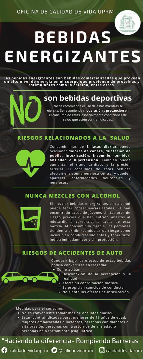 Educación | Hay riesgos relacionados a la salud a causa de las bebidas energizantes.

"Haciendo la Diferencia - Rompiendo Barreras"