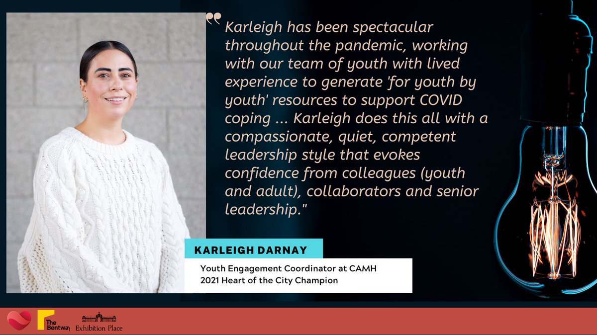HealthEquityART's tweet photo. Recognizing Karleigh Darnay, a Youth Engagement Coordinator at CAMH, who co-created youth-led resources during the pandemic. Karleigh was nominated as a Heart of the City Champion by her peers. 
Thank you for your incredible work. 
@camhnews
@Medpoiesis https://t.co/QzMAiwzKaG