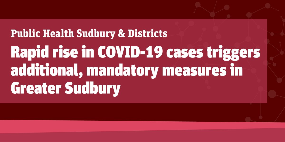 PublicHealthSD's tweet photo. Rapid rise in COVID-19 cases triggers additional, mandatory measures in Greater Sudbury https://t.co/HWazP7J5aW https://t.co/HWpNuDHjgW