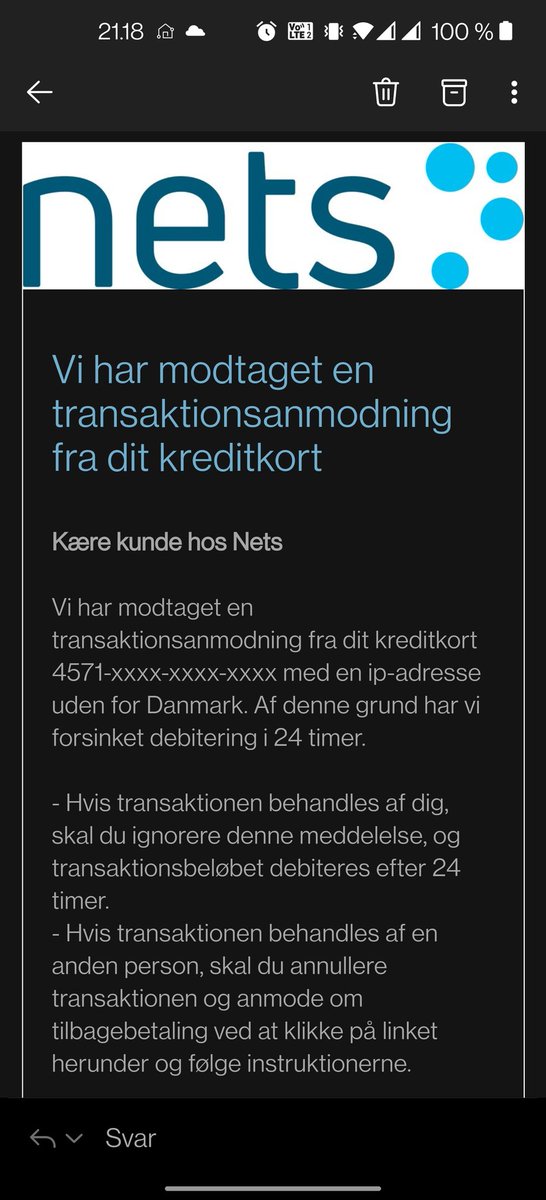 Drepax_'s tweet photo. @NetsDanmark er det her en mail fra jer? 
Om ikke andet må I gerne gøre folk opmærksomme på det. https://t.co/x8Uq0mETQP