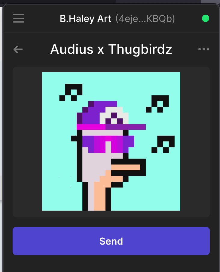 bhaleymusic's tweet photo. Gifting my Audius x Thugbirdz #NFT
to one lucky person! 👀🔥🚨

👇🏼HOW TO ENTER👇🏼

-Follow @bhaleymusic 
-Retweet this post
-Comment Wallet Address 

_____
@thugbirdz @AudiusProject 
#thugbirdz #Audius #Solana #SolanaNFTs #NFTs #FreeNFT #NFTGiveaways #SOL #NFTCommunity #SolanaNFT https://t.co/sX94fF5CGz