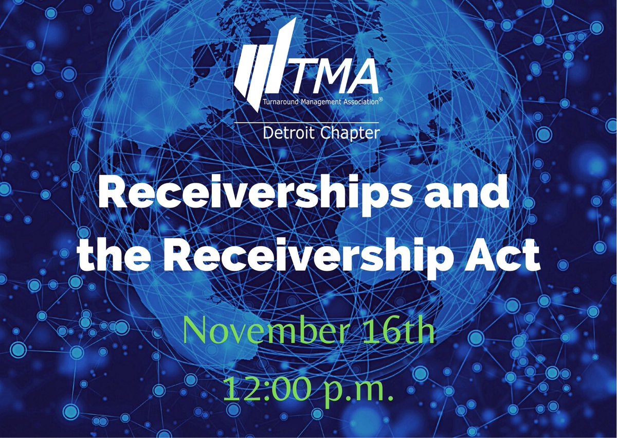 Free to members and guests.

Registere here: turnaround.org/event/receiver…

#Webinar #TurnaroundManagement #Receiverships #ReceivershipAct