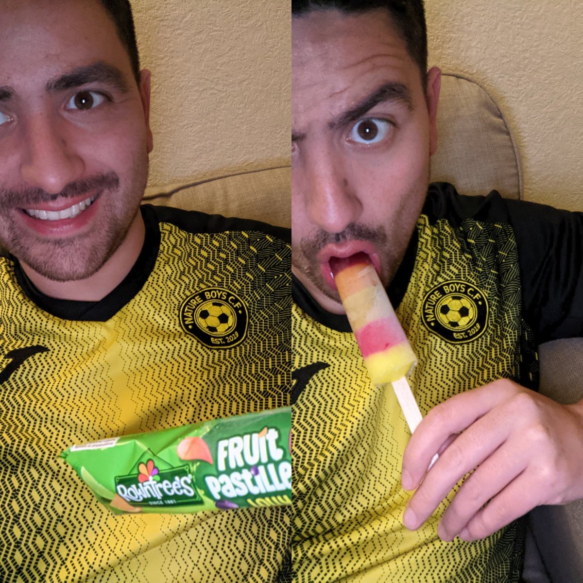 NatureBoysCF1's tweet photo. Great to see @McJaff trying to get acclimatised to the cold weather for tonight...
#FuckItsCold #FruitPastilles #IceLolly #PreMatchPrep #UpTheNature https://t.co/XtTC93ViZf