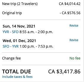 RyanMBolton's tweet photo. Hey @united why is it that the exact same flights are double the price when I try using my flight credit from a Covid cancelled trip vs a new booking? @cbcmarketplace https://t.co/eHnKDyDP7c