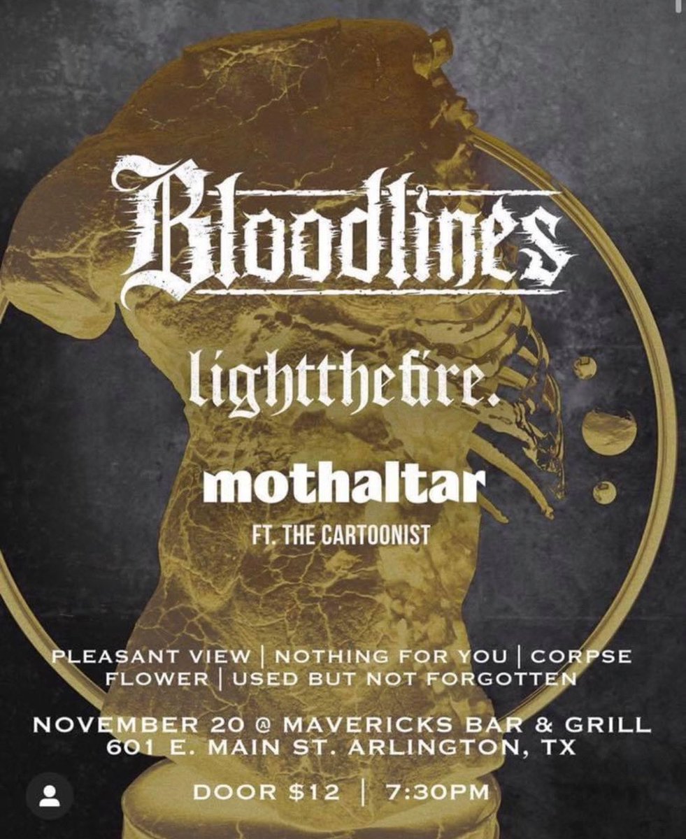 AffiantRecords's tweet photo. Saturday, Nov 20th!๐ฅ
Get your tickets ๐ ๐ https://t.co/17vqKY7r1z
@mothaltar
#mothaltar #livemusic #bloodlinestx #affiantrecords #facedownrecords https://t.co/5yshYFIIMJ