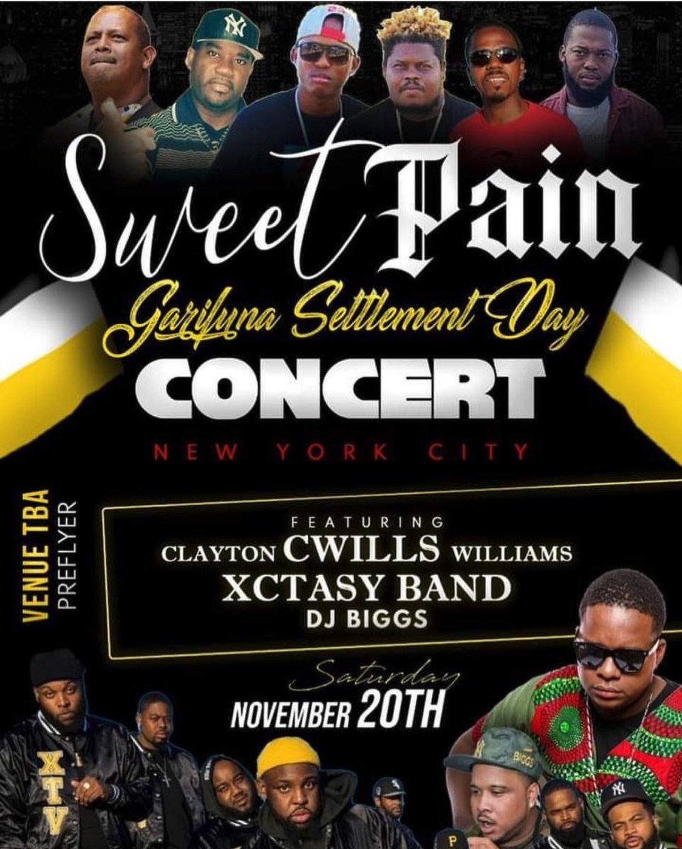 XcstacyBand's tweet photo. Next up for the X Team (@XcstacyBand )! Alongside Belize 🇧🇿 own! C WILLIS &amp; Sweet Pain! Garifuna Settlement Day Concert! Live in New York City 🗽. https://t.co/LimIFTl2Cu