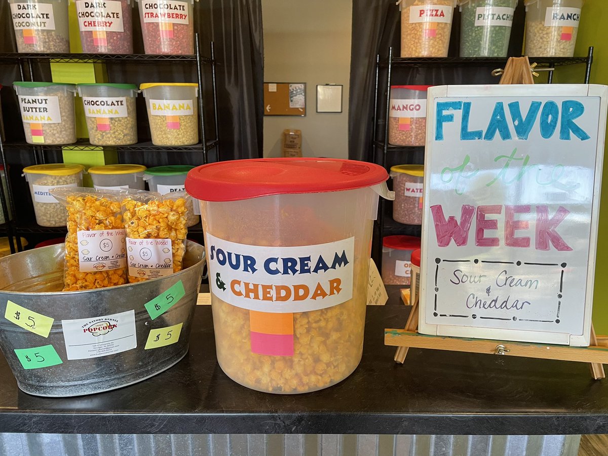 theSavoryKernel's tweet photo. New Flavor of the Week! Pop on in and grab a small bag for only $5! 

Flavor of the Week: Sour Cream and Cheddar! https://t.co/NXWcVa5ASO