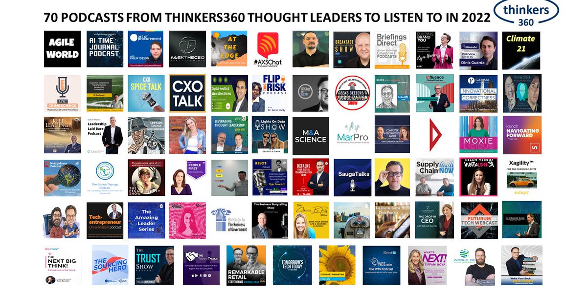 70 Podcasts from Thinkers360 Thought Leaders You Should Listen To in 2022  thinkers360.com/70-podcasts-fr…

Feat. <a href="/PeterWinick/">Peter Winick</a> @georgefirican <a href="/KisonPatel/">Kison Patel</a> <a href="/MsCategory/">MsCategoryManagement</a> <a href="/MarshaCollier/">Marsha Collier</a> <a href="/AlexiaVernon/">Alexia Vernon</a> <a href="/lisa_thee/">Lisa Thee</a> <a href="/ralf_ladner/">Ralf Ladner</a> <a href="/RMcDonald37/">Renee McDonald</a> 

#PodCast #Business #Technology #CEO #CIO #CMO