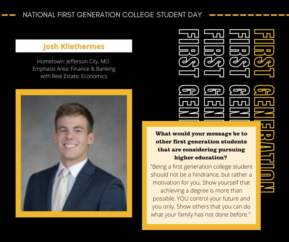 MizzouBusiness's tweet image. Josh, thanks so much for allowing the Trulaske College of Business be your new home as you pursue higher education. You do in fact control your future and we are excited to be a part in your journey to success! We are so proud of you! 🖤🐯

#MIZ #FirstGenMizzou