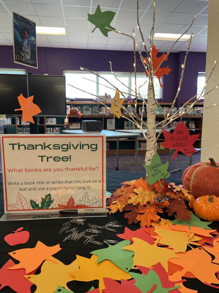 CeVMS_Library's tweet photo. Swing by the CeVMS Library and tell us what book(s) you are thankful for! @cevmsjags @LibrariesRRock https://t.co/8ZdvcRYZvr