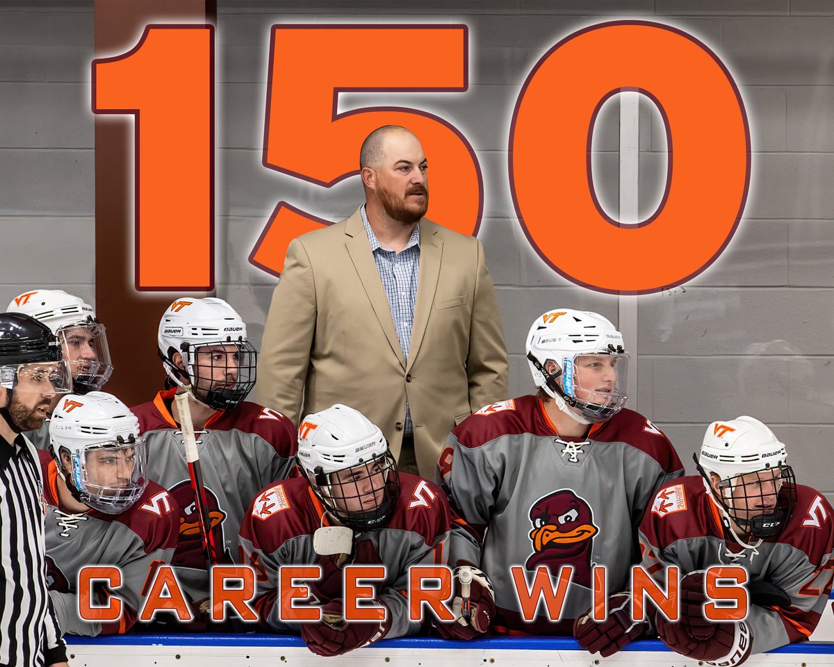 🚨  Congratulations Coach Mullen!!  🚨  With our 5-4 victory over Rowan last Saturday, Coach Joey Mullen recorded his 150th career win as Head Coach of VT Ice Hockey!
#vthockey #150 #acchl #achamensd2