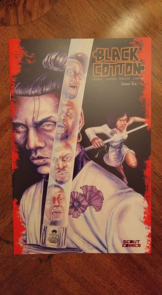 Highcreator1's tweet photo. The book is out now this week. This is the painted design I did for the Black Cotton Issue 6 variant. Limited to 250 copies. https://t.co/dFRYsGDg4x