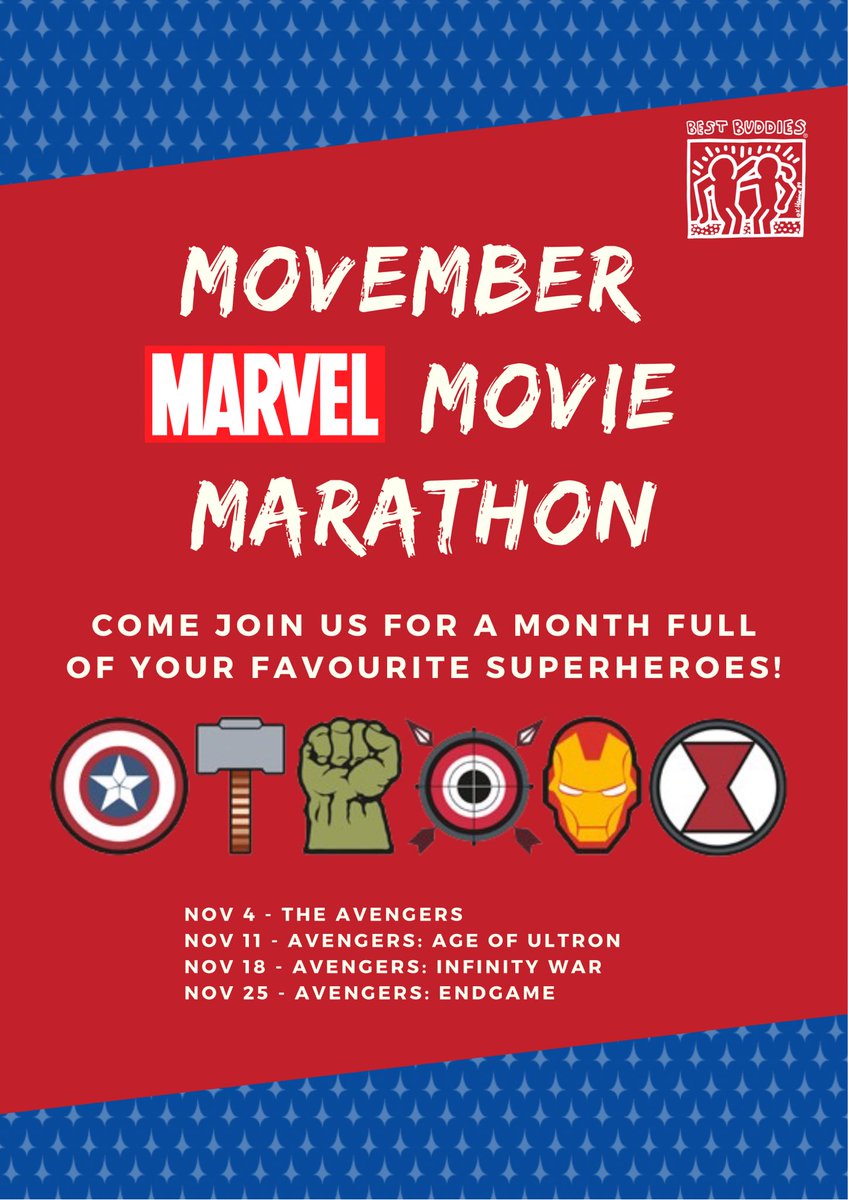 Hello friends! Happy November, or should we say, Movember! 

If you’re a Marvel fan, you’ll be pleased to see that for the month of November we will be playing all 4 Marvel movies at our movie nights!

These take place on Thursdays at 6pm. Link in our bio!