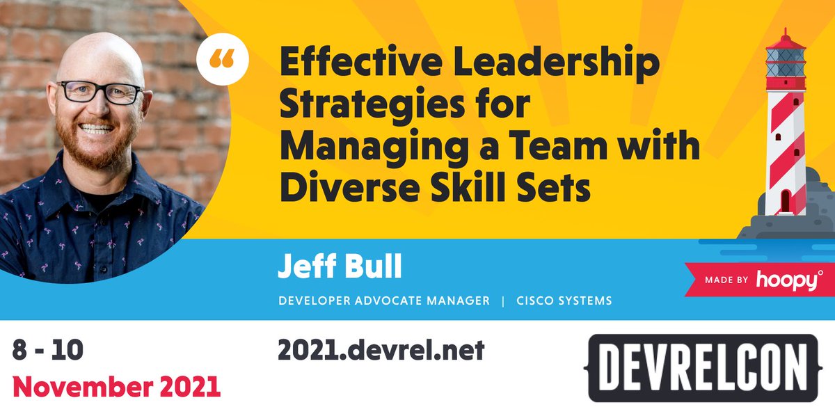 jeffbulltech's tweet photo. Super excited for my session at @_devrel 2021 tomorrow!

Getting a chance to talk about how to lead a team of people with diverse skills and backgrounds. Hope to see you all there at 2:45pm PST tomorrow (11/9)

https://t.co/Z8myneYe0S #managingateam #diversity https://t.co/8UwojRNB8V